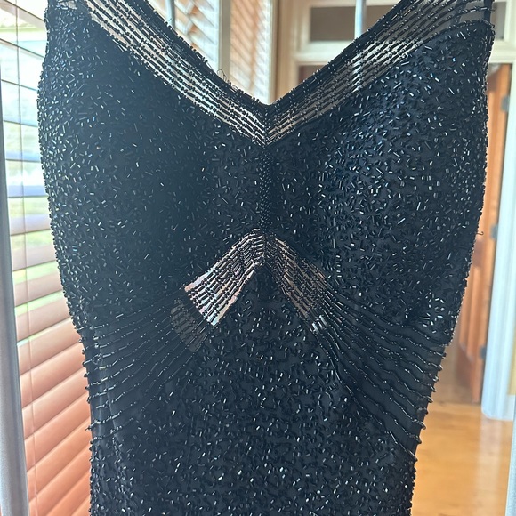 Scala hand beaded black floor length ball gown size Small - Picture 2 of 6